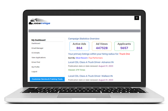 Powerful Recruiting & Management Dashboard, Fresh Metrics, Active Database & Hiring Tools That Deliver Solutions only at ClassATransport.com  