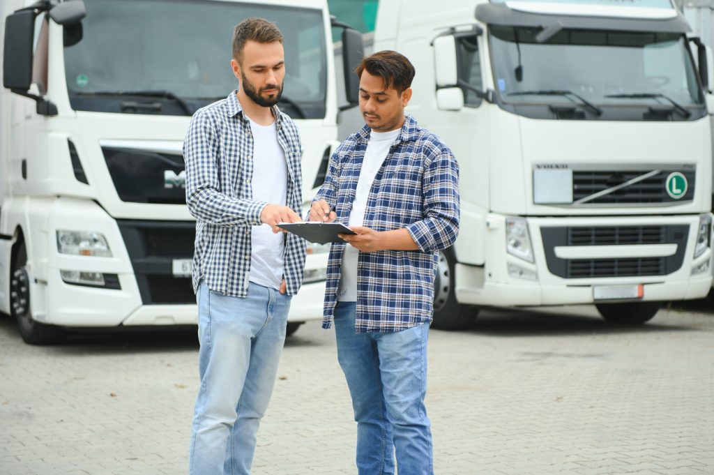 The truck driver delivered the cargo to the customer